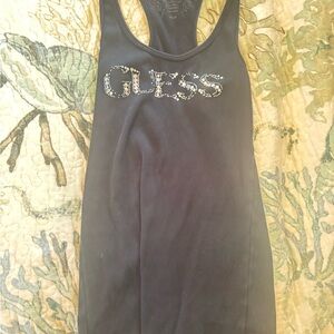 GUESS Charcoal Tank Top with Embellished Logo